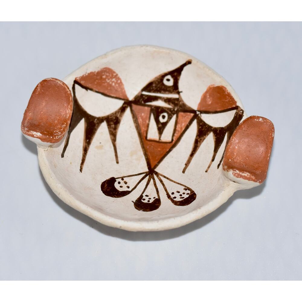 Vintage ACOMA Thunderbird Native American Pottery Pueblo Ashtray Dish